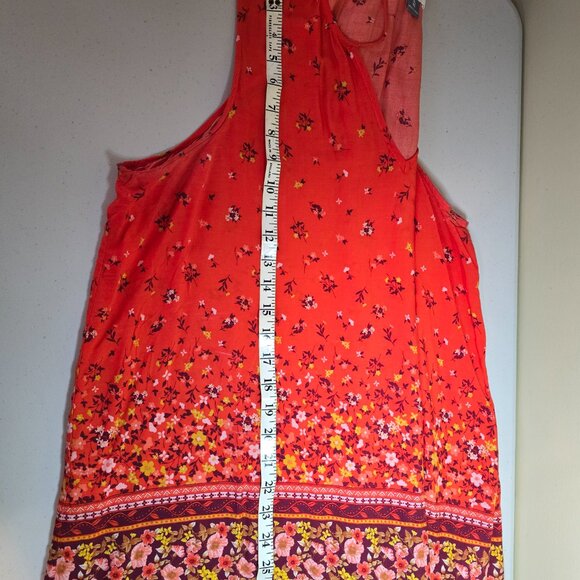 Old Navy boho sleeveless orange blouse with tassels - Picture 3 of 12